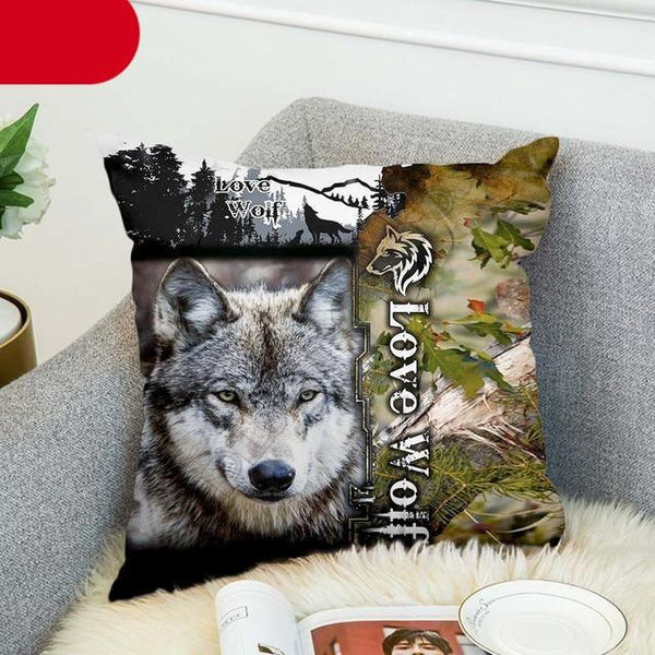 Animal Wolf 3D Printed Pillow Case Polyester Decorative Full Moon Zippered Pillow Cases Soft Confortable Pillowcases Throw Pillow Cover Double Sided Printing Style 45cm X 45cm