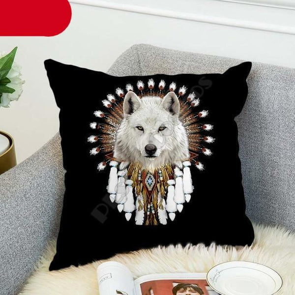 Animal Wolf 3D Printed Pillow Case Polyester Decorative Full Moon Zippered Pillow Cases Soft Confortable Pillowcases Throw Pillow Cover Double Sided Printing Style 45cm X 45cm