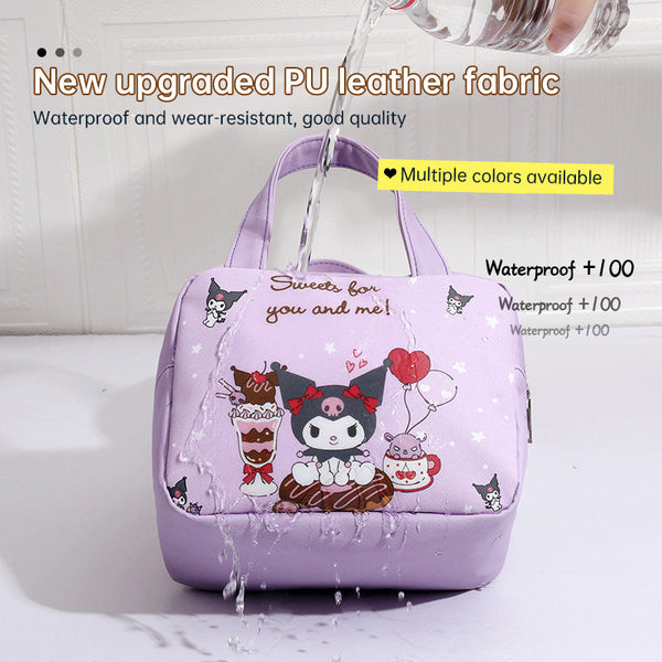 Anime MINISO Ins Thermal Insulation Children Portable Bag Cute Kuromi Storage Lunch Bag Gifts for Girls