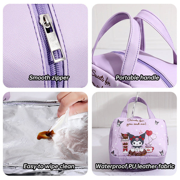 Anime MINISO Ins Thermal Insulation Children Portable Bag Cute Kuromi Storage Lunch Bag Gifts for Girls