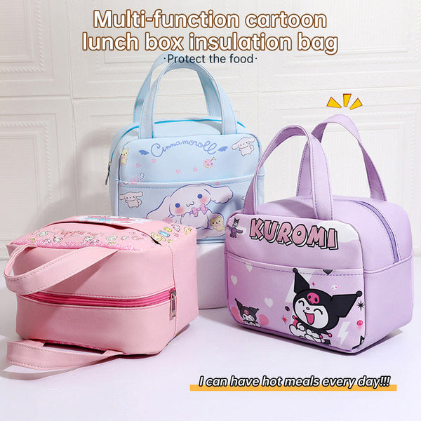 Anime MINISO Ins Thermal Insulation Children Portable Bag Cute Kuromi Storage Lunch Bag Gifts for Girls