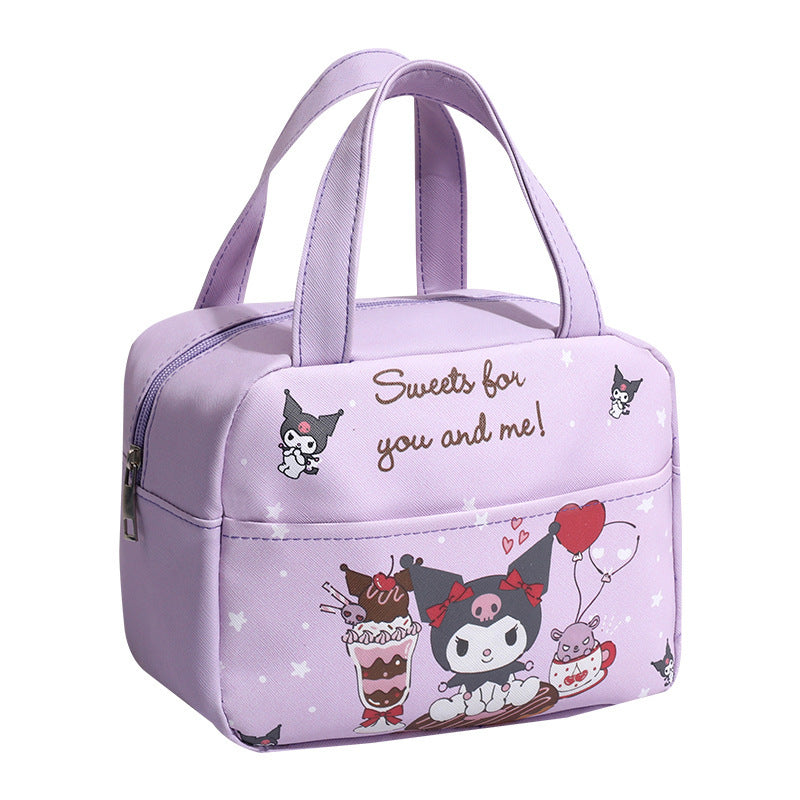 Anime MINISO Ins Thermal Insulation Children Portable Bag Cute Kuromi Storage Lunch Bag Gifts for Girls