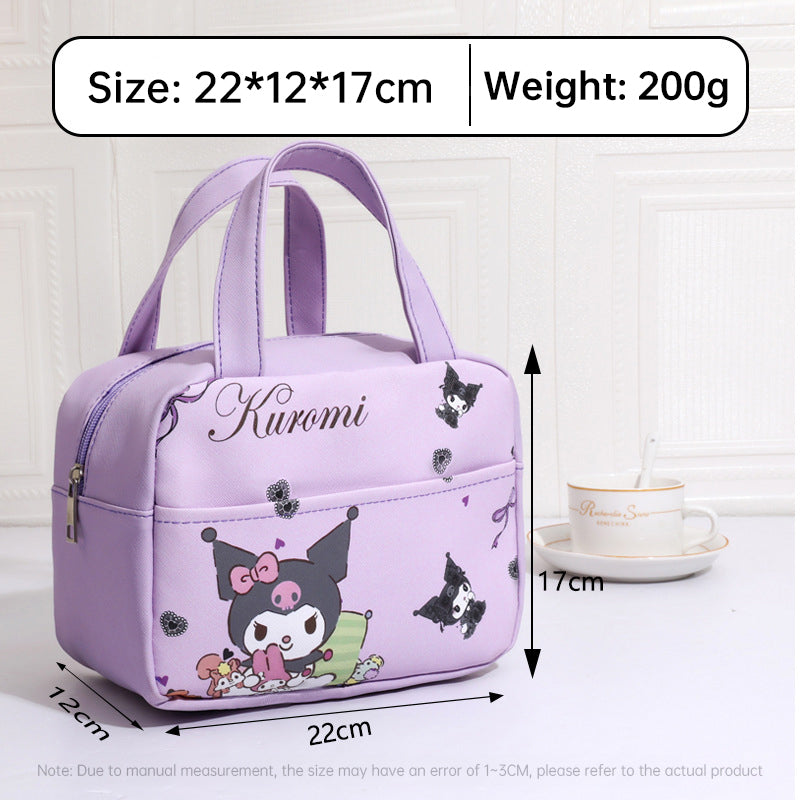 Anime MINISO Ins Thermal Insulation Children Portable Bag Cute Kuromi Storage Lunch Bag Gifts for Girls
