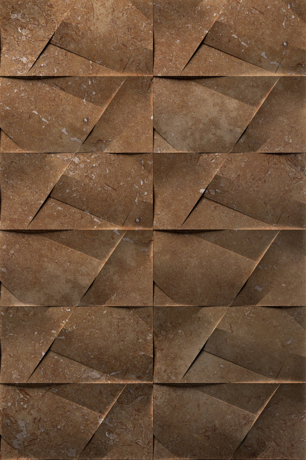 Antalya Noce Travertine Field Dimensional Carved Stone WHIRPOOL Wall Tile - Livfloors Collection