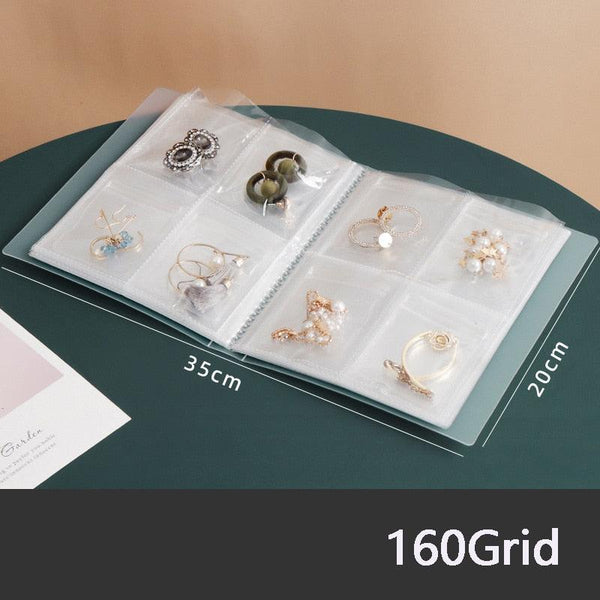 Anti-oxidation Jewelry Organizer Albums Desktop Drawer Storage Transparent Necklace Bracelet Ring Book Holder Jewelry Bag Portable Travel Jewelry Organizer Storage Book for Rings Necklaces Studs And Earrings