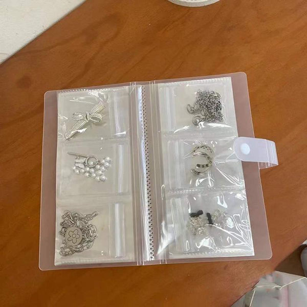 Anti-oxidation Jewelry Organizer Albums Desktop Drawer Storage Transparent Necklace Bracelet Ring Book Holder Jewelry Bag Portable Travel Jewelry Organizer Storage Book for Rings Necklaces Studs And Earrings