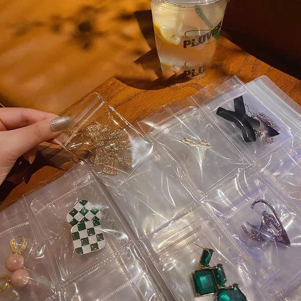 Anti-oxidation Jewelry Organizer Albums Desktop Drawer Storage Transparent Necklace Bracelet Ring Book Holder Jewelry Bag Portable Travel Jewelry Organizer Storage Book for Rings Necklaces Studs And Earrings