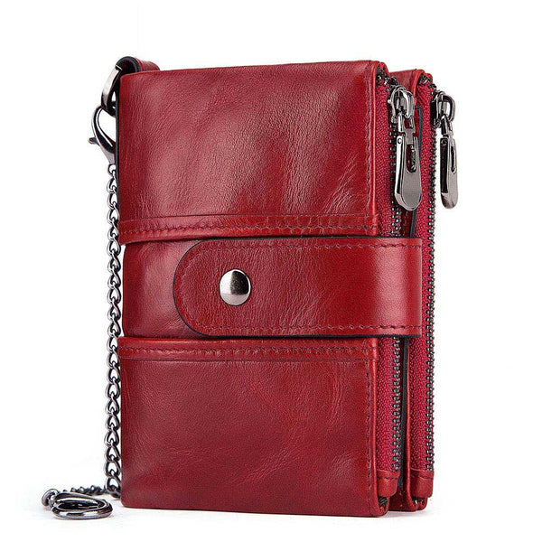 Anti-Theft Brush Wallet Leather Bag Multi-Function Buckle Zipper Retro Crazy Horse Cowhide Men's Bag Casual Coin Purse