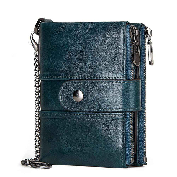 Anti-Theft Brush Wallet Leather Bag Multi-Function Buckle Zipper Retro Crazy Horse Cowhide Men's Bag Casual Coin Purse