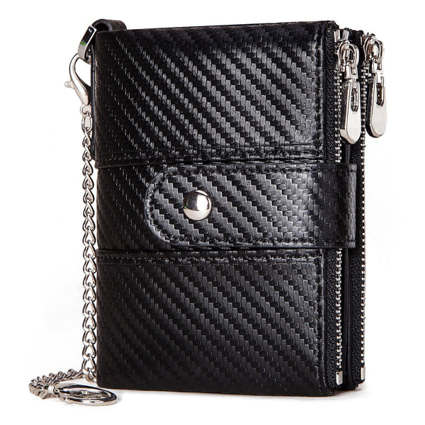 Anti-Theft Brush Wallet Leather Bag Multi-Function Buckle Zipper Retro Crazy Horse Cowhide Men's Bag Casual Coin Purse