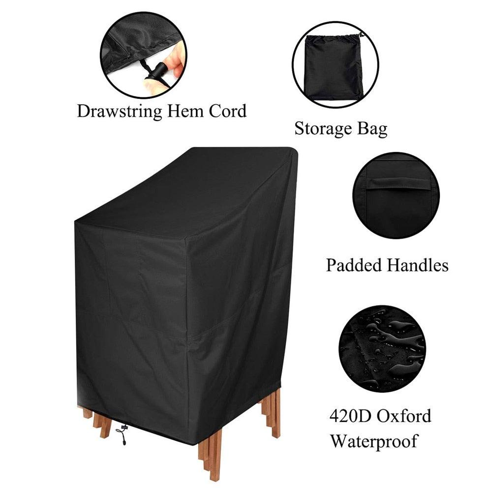 Anti-UV Snow Dust Wind-Proof Tear-Proof Anti-Fading Furniture Cover Chair Dust Cover Storage Bag Outdoor Garden Patio Furniture Protector Waterproof Dustproof Chair Seat Protection Cover