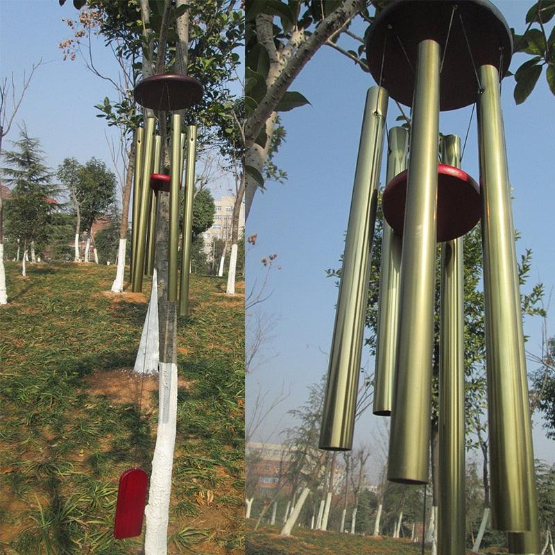 Antique Amazing Grace Wind Chimes Outdoor Large Deep Tone Resonant 6 Memorial Tube Copper Wind Chimes Chapel Bells Wind-chimes Hanging Home Decoration Elegant Chime Soothing Rich Tone for Mom Decent Gift For Housewarming & Christmas