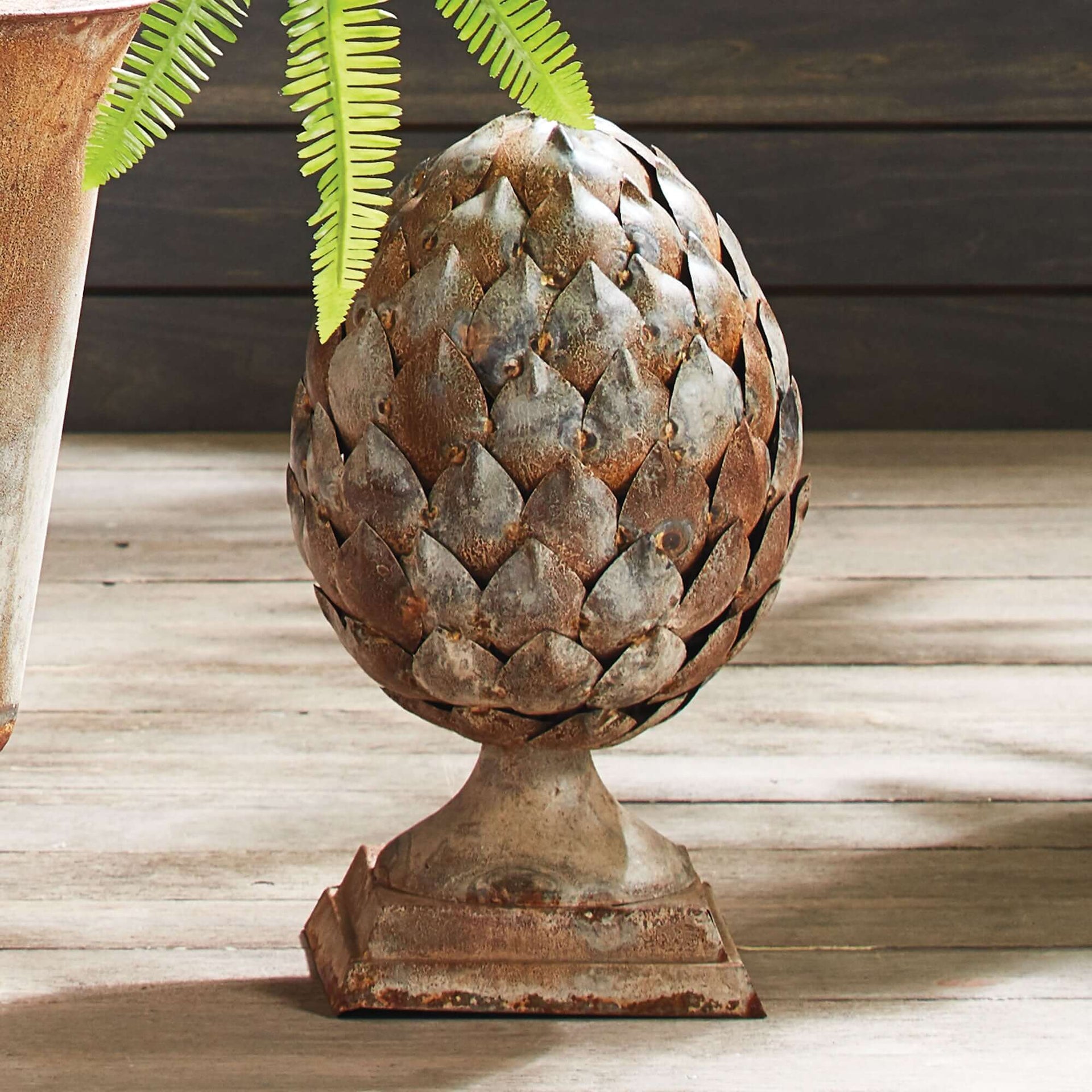 Antique Artichoke Ornament on Pedestal Base
