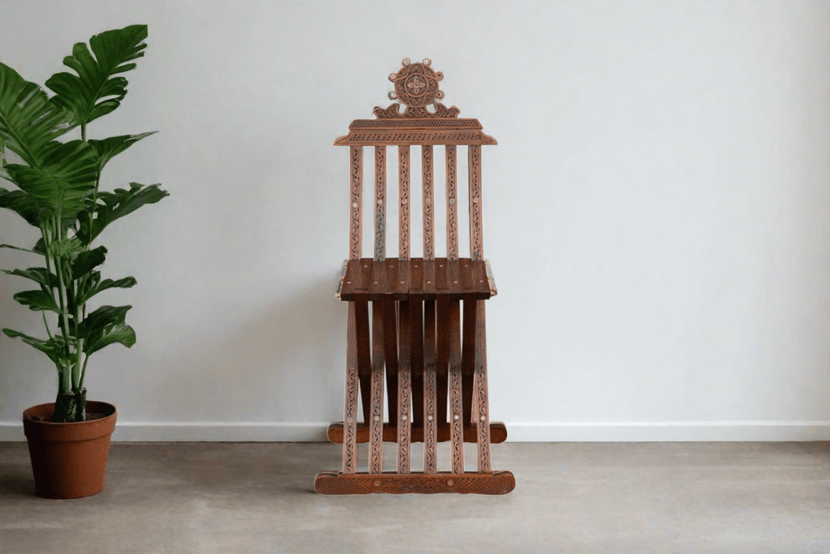 Antique Carved Mother of Pearl Chair