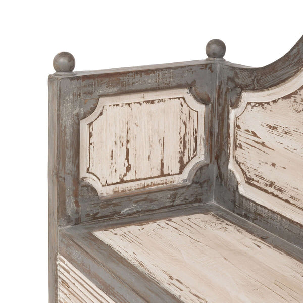 Antique Distressed Wood French Country Bench