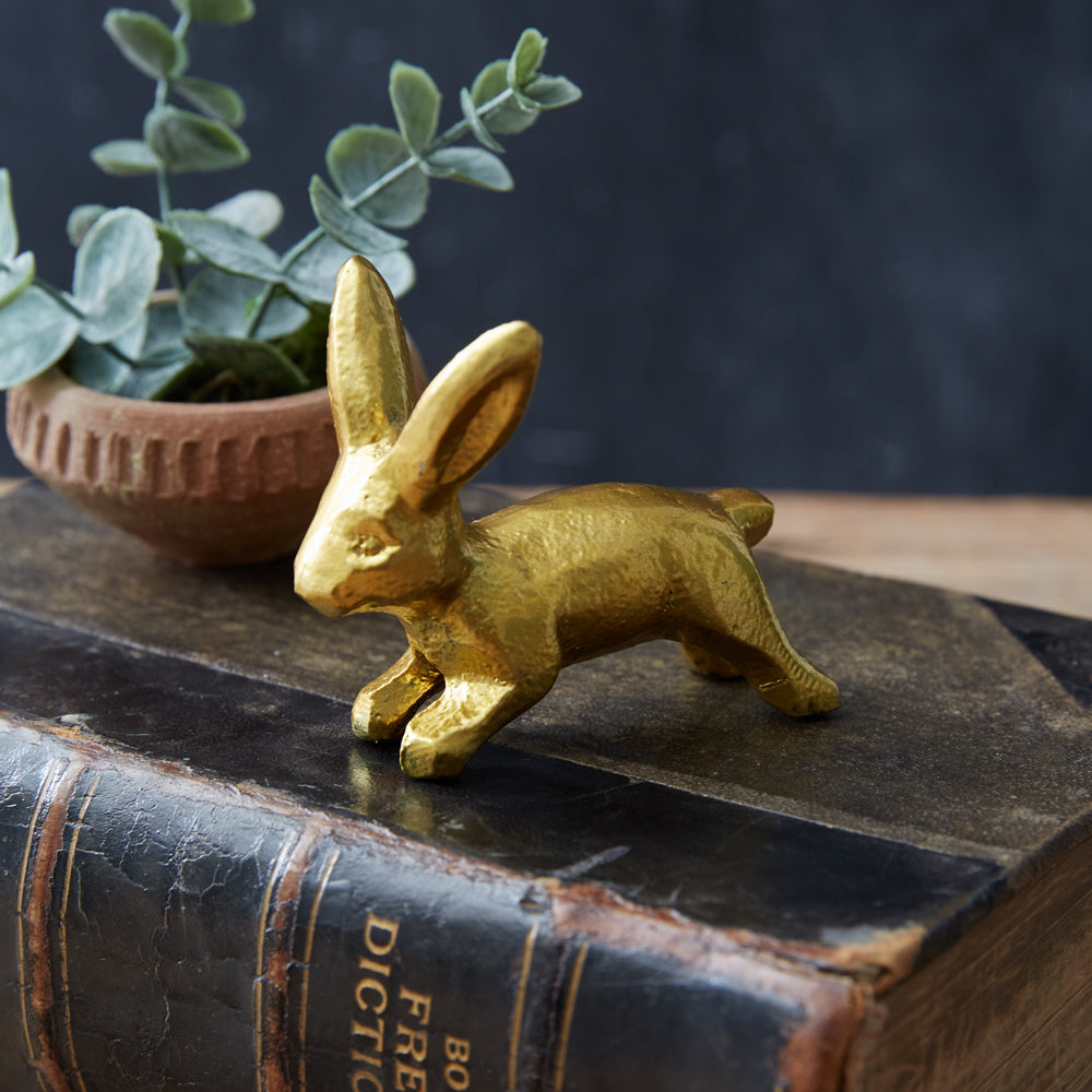 Antique Gold Bunny Figurine in Cast Iron (Set of 4)