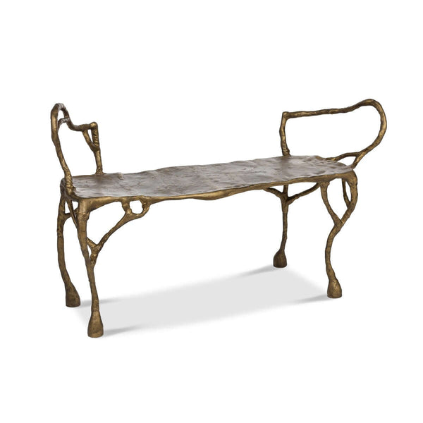 Antique Gold Organic Branch Bench