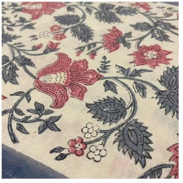 Antique Rose & Bluish Charcoal Hand Block Printed 13 pieces Table Linen Set