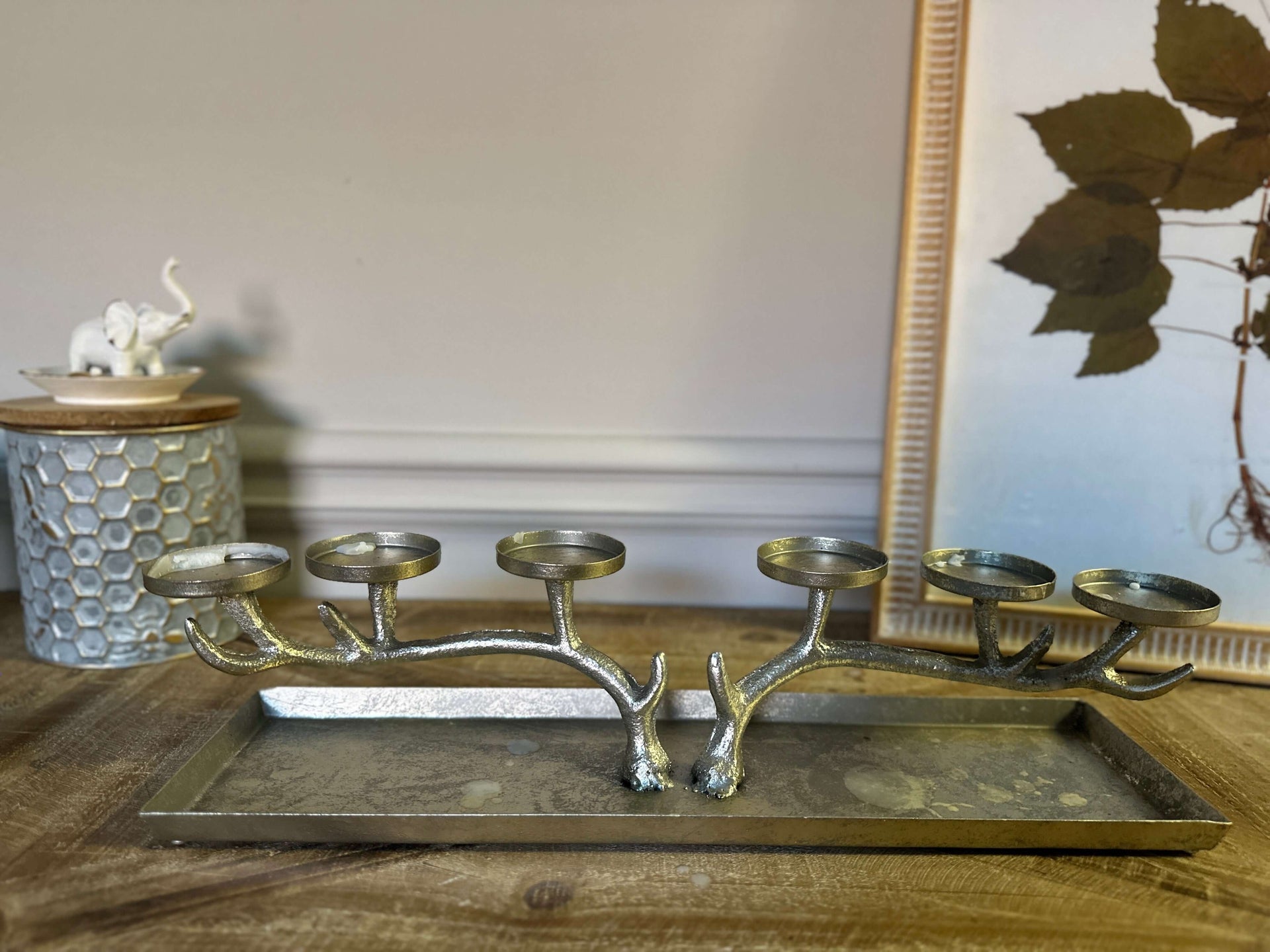 Antique Silver Branch Candle Holder