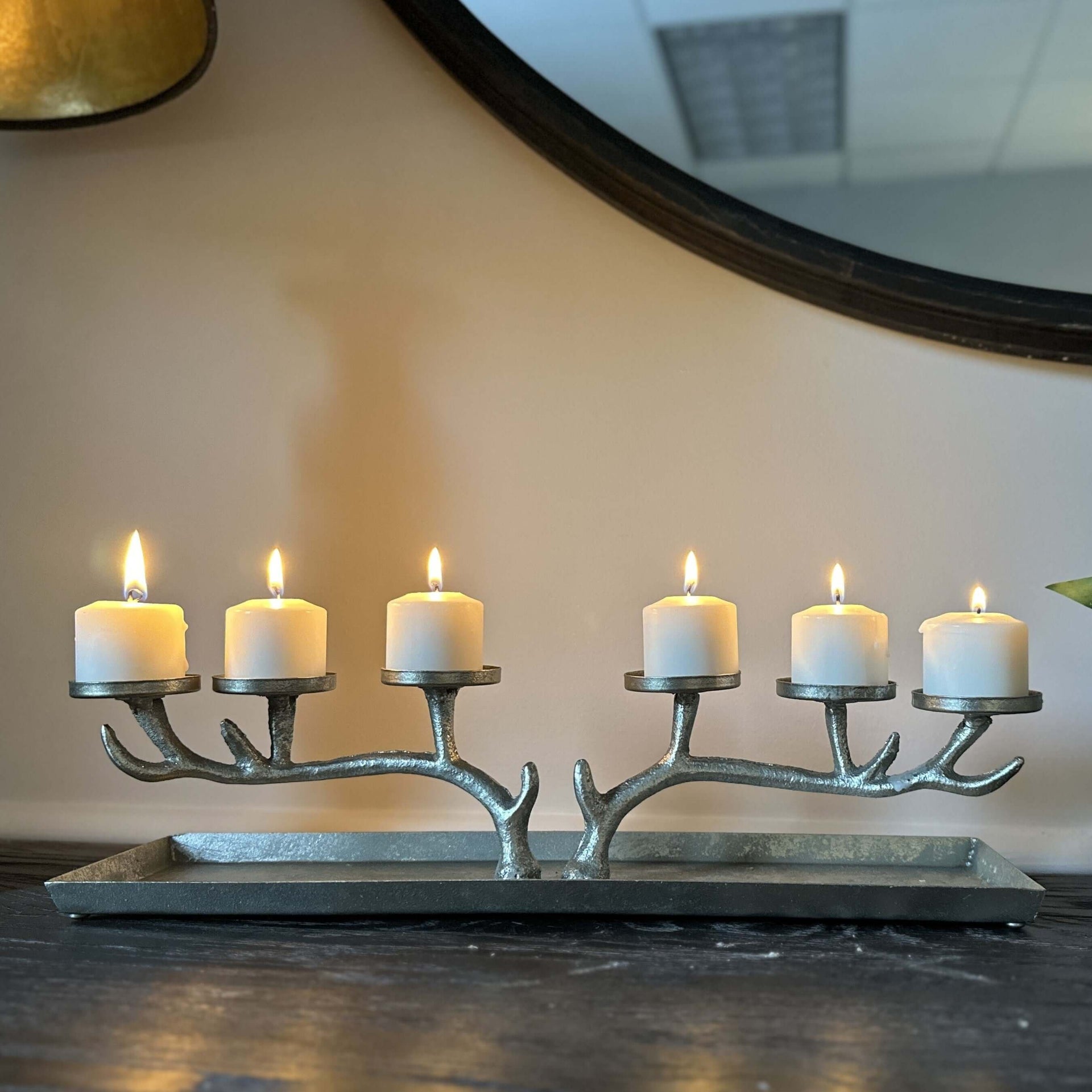 Antique Silver Branch Candle Holder