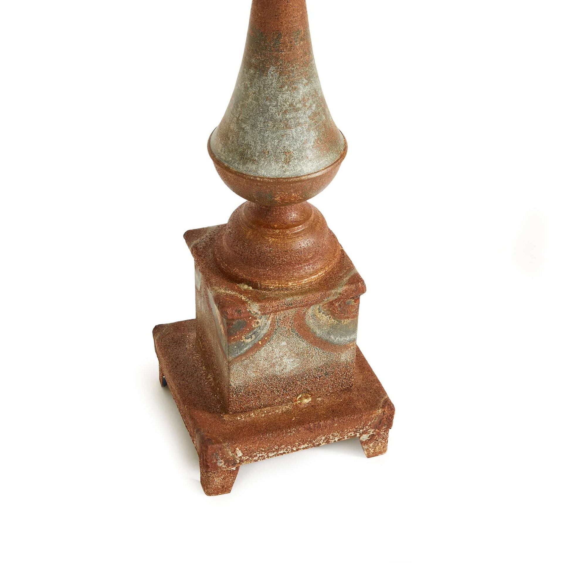 Antique-Style Rusted Metal Finial Decor