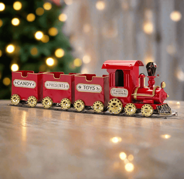 Antique Toy Train on Track Christmas Decor