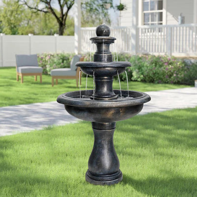 Concrete Antique Black 3 Tier Outdoor Water Fountain