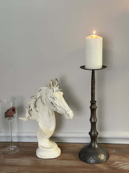 Antique Bronze Hammered Metal Candle Holders for Pillar Candles