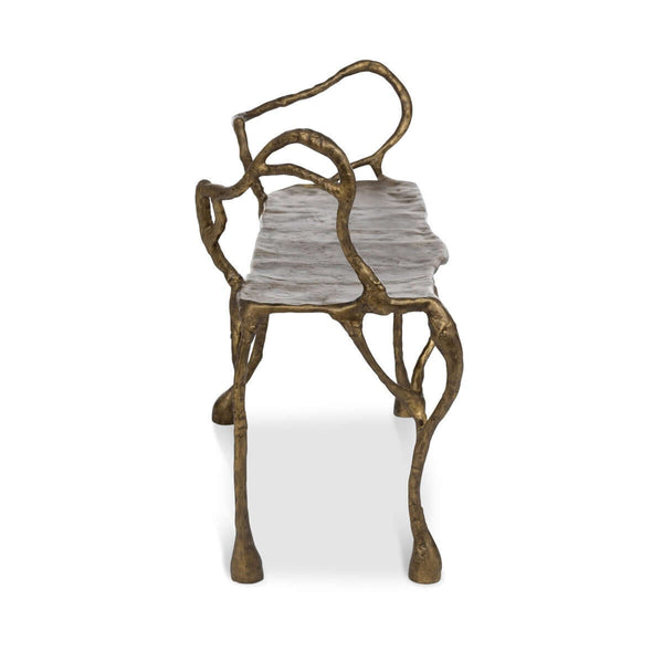 Antique Gold Organic Branch Bench