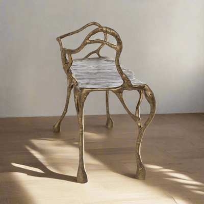 Antique Gold Organic Branch Bench