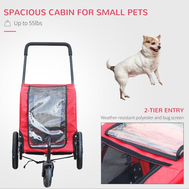 2-in-1, 3 Wheel Pet Jogging Stroller Bike Trailer