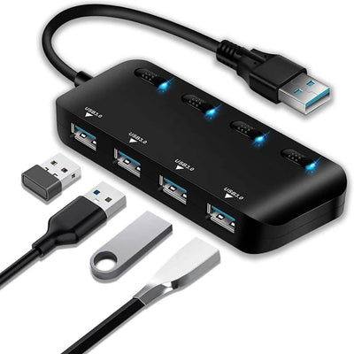 APANAGE 4-Port Powered USB 3.0 Hub Splitter