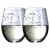 Set of 2 Zodiac Sign Wine Glasses with 2 Wooden Coasters by The Wine Savant - Astrology Drinking Glass Set with Etched Constellation Tumblers for Juice, Water Home Bar Horoscope Gifts 18oz (Aquarius)