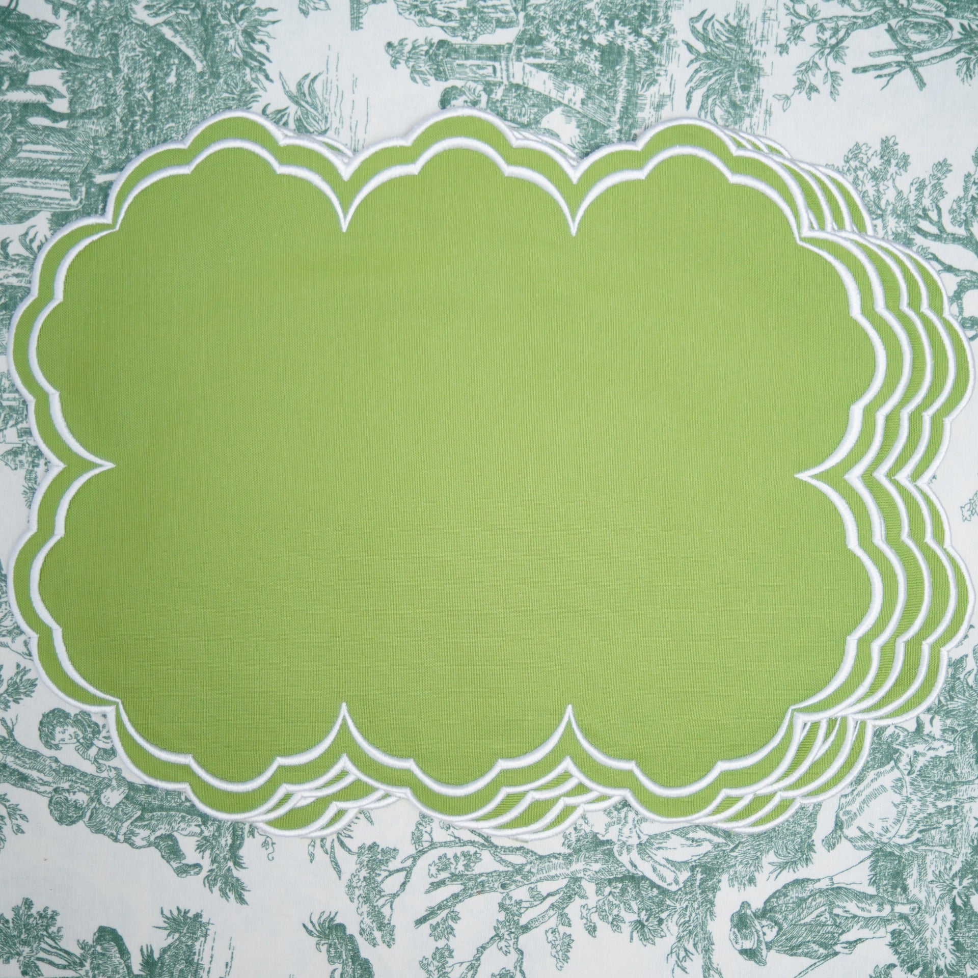 AQUELLE GREEN RECTANGLE FABRIC PLACEMAT (Set Of 4)