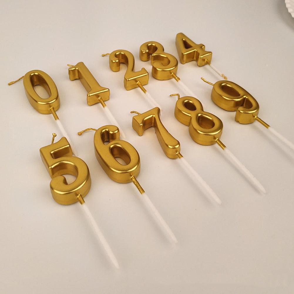 Arabic Number 0-9 Wax Candles Number Candles Cake Numeral Candles Number 0-9 Glitter Cake Topper Decoration For Birthday Wedding Reunion Theme Part Digital Cake Topper Kids Children Party Happy Birthday Ornament Cakes Top Decoration Accessories