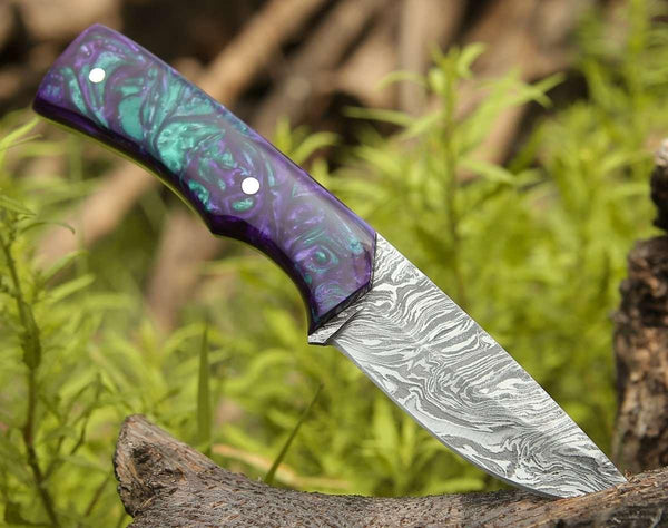 Arcane Handmade Custom Damascus Knife with Resin Handle - Gifts for You 'n Me