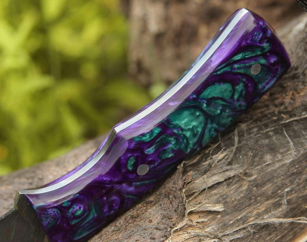 Arcane Handmade Custom Damascus Knife with Resin Handle - Gifts for You 'n Me