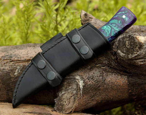 Arcane Handmade Custom Damascus Knife with Resin Handle