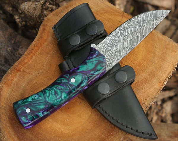 Arcane Handmade Custom Damascus Knife with Resin Handle - Gifts for You 'n Me