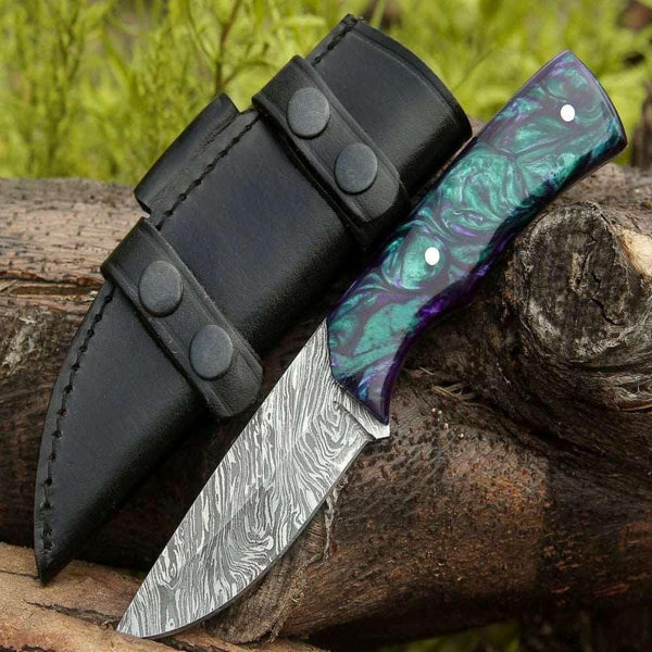 Arcane Handmade Custom Damascus Knife with Resin Handle - Gifts for You 'n Me