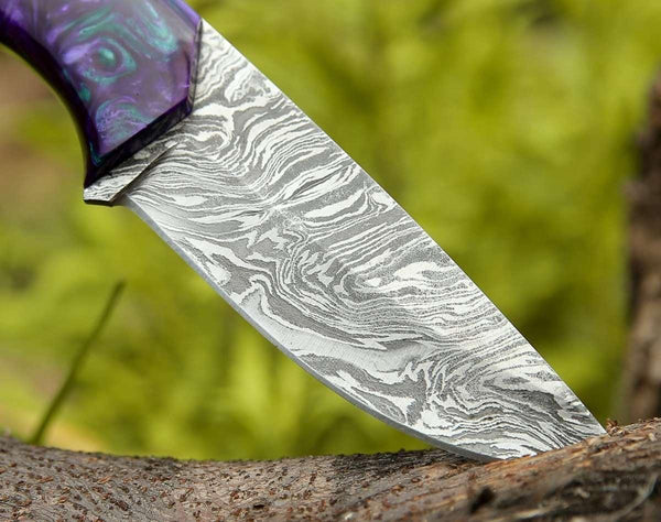 Arcane Handmade Custom Damascus Knife with Resin Handle - Gifts for You 'n Me