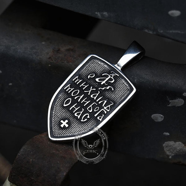 Archangel Saint Michael Shield Stainless Steel Pendant