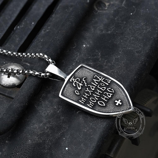 Archangel Saint Michael Shield Stainless Steel Pendant