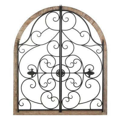 Arched Wood and Iron Wall Decor