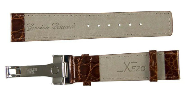 Brown Crocodile Leather Band for Watches - 20 mm - Gifts for You 'n Me