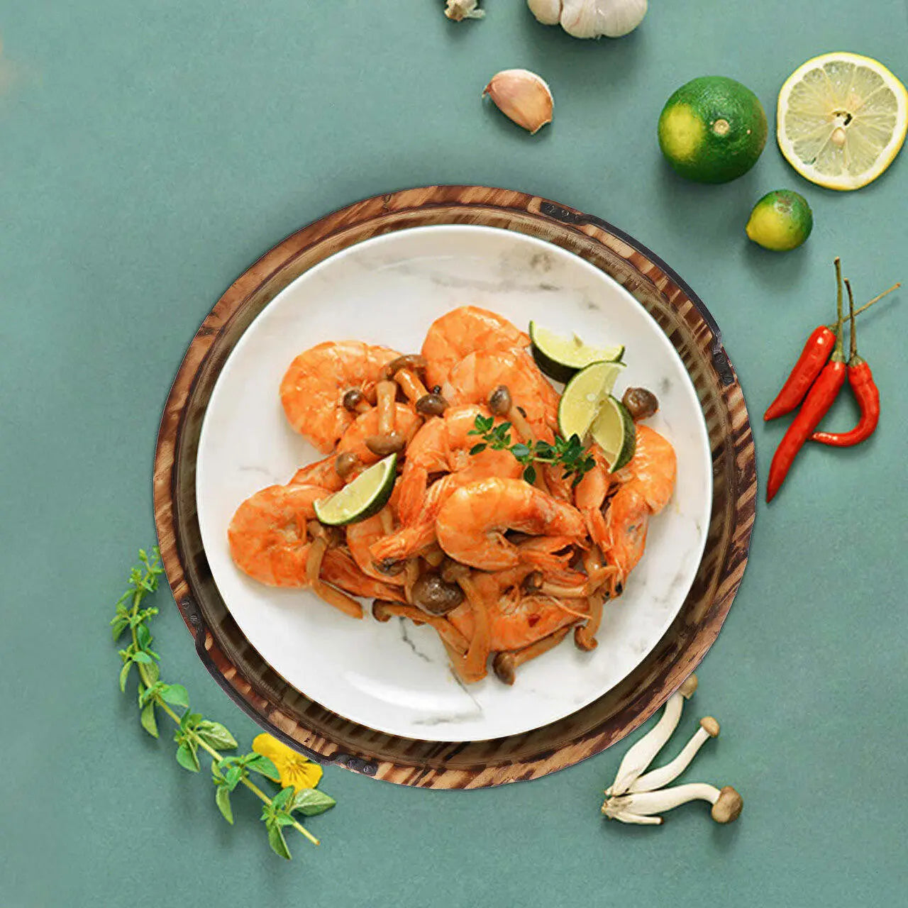 Aria Scorched Wood Serving Tray with Handles