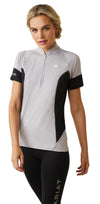 Ariat Women’s Cambria Jersey 1/4 Zip Baselayer – Lightweight Riding Shirt with UPF 50+ - Silver & Black / Large