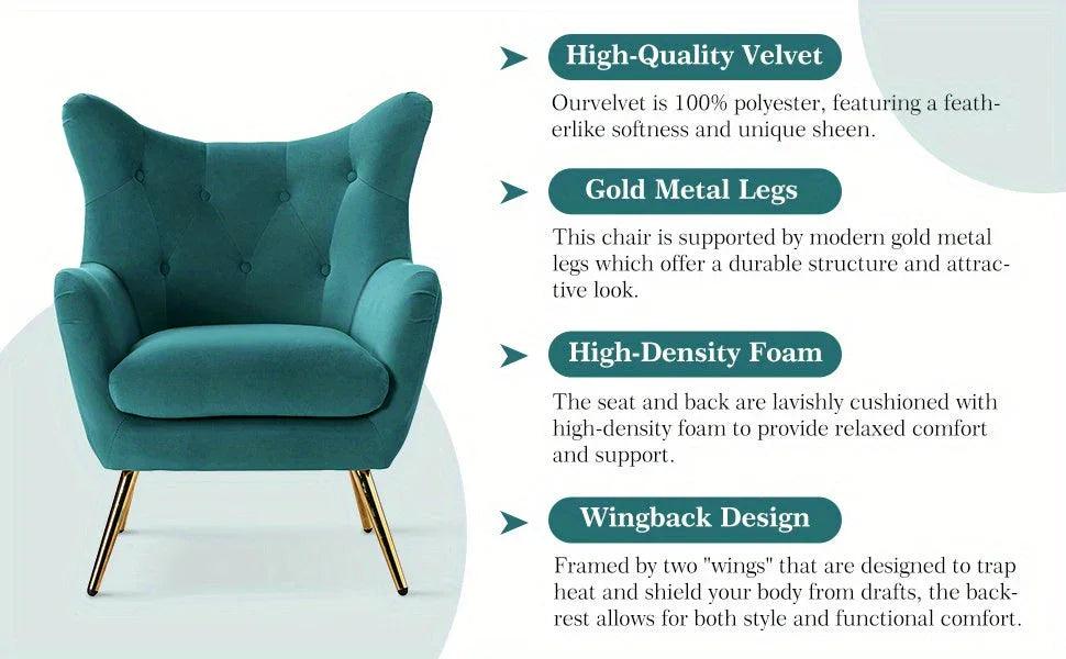 Arm Chair - Luxurious Velvet Blue