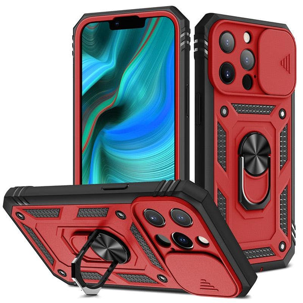 Armor Shockproof Phone Case For iPhone 13 12 11 Pro Max X XR XS Max 11 13 Pro Magnetic Ring Stand Holder Back Cover Slide Camera Cover & Kickstand Built-in 360° Rotate Ring Stand Magnetic Cover Case