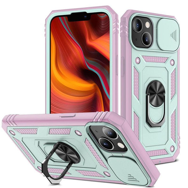 Armor Shockproof Phone Case For iPhone 13 12 11 Pro Max X XR XS Max 11 13 Pro Magnetic Ring Stand Holder Back Cover Slide Camera Cover & Kickstand Built-in 360° Rotate Ring Stand Magnetic Cover Case